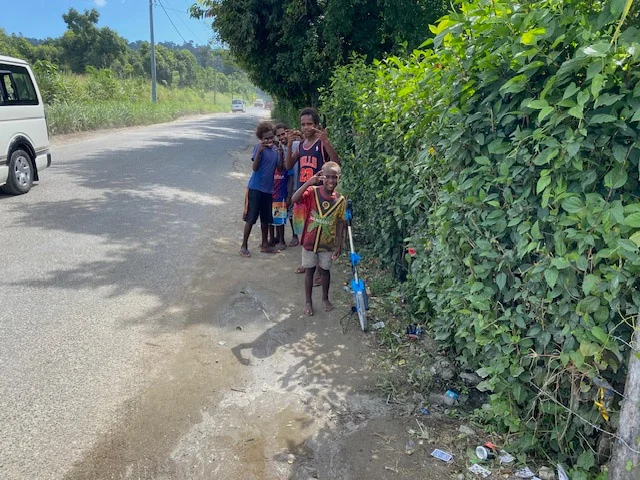 Local community alongside the Vanuatu fibre route works